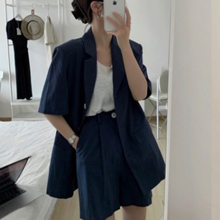 [랜덤플레이] 반팔 린넨 코튼 팬츠 셋업