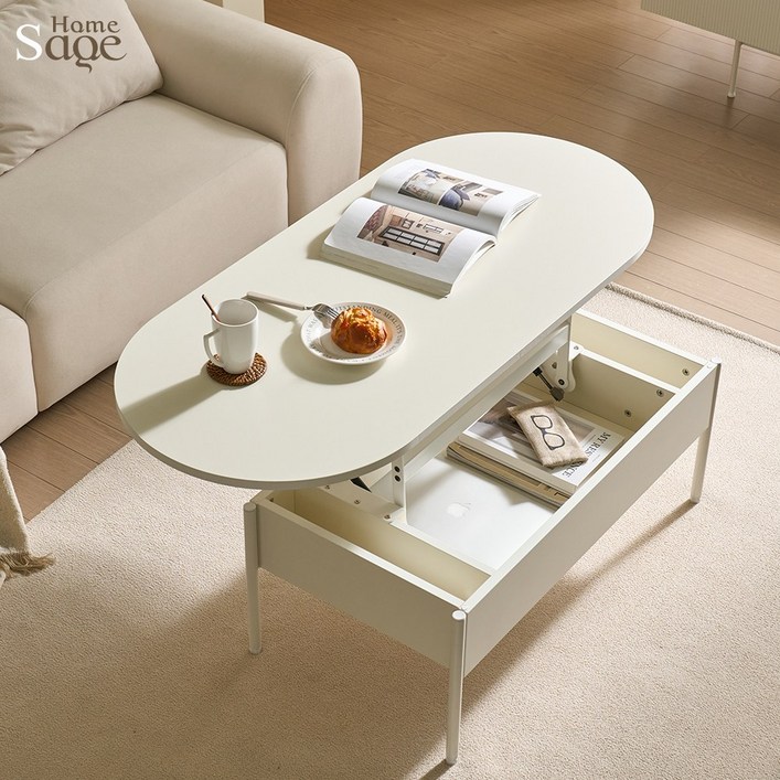 세이지홈 아이비 1000 리프트테이블 흔들림없는 리프트업 테이블 거실테이블 국내제작, 02.아이비크림화이트1200