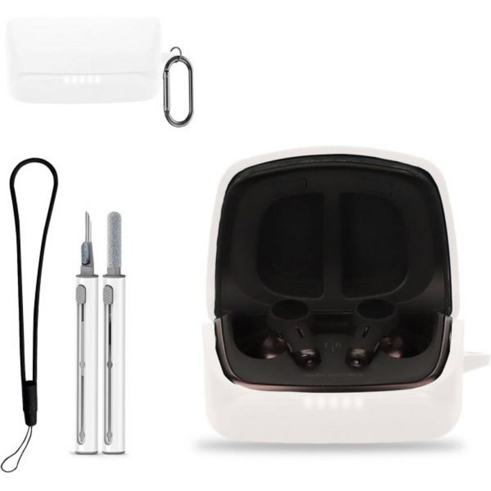 AudioTechnica ATHTWX9MK2 케이스 커버 보호 및 클리너 키트 KONXISA 소프트 실리콘 목걸이 열쇠고리 액세서리 방수 방진 충격 방지 흰색