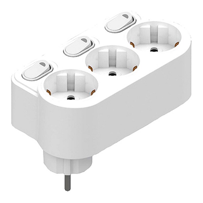 현대일렉트릭 절전형 스위치형 회전멀티탭 개별 3구 HT116