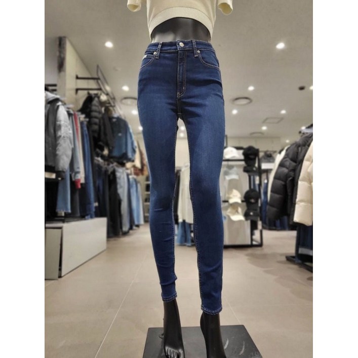 국내매장품 캘빈클라인 진 여성 하이라이즈 스키니핏 기모 데님 팬츠J2244791BJ