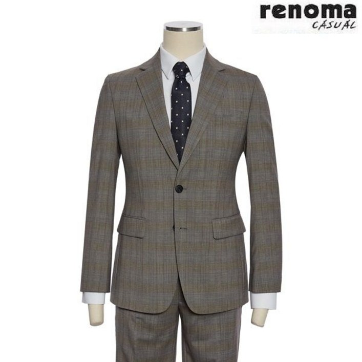 백화점 정품 레노마 봄,여름 슬림 스판 베이지 글랜체크 정장 ROIMSJ23 GRDL
