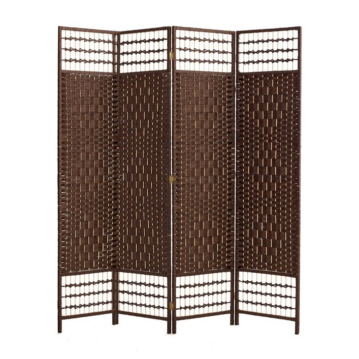 요고바라 라탄 인테리어 파티션 원목 가리개 이동식 가림막, 커피