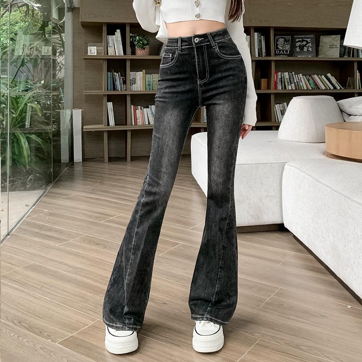 대박난박양 사선절개 스판 부츠컷 청바지