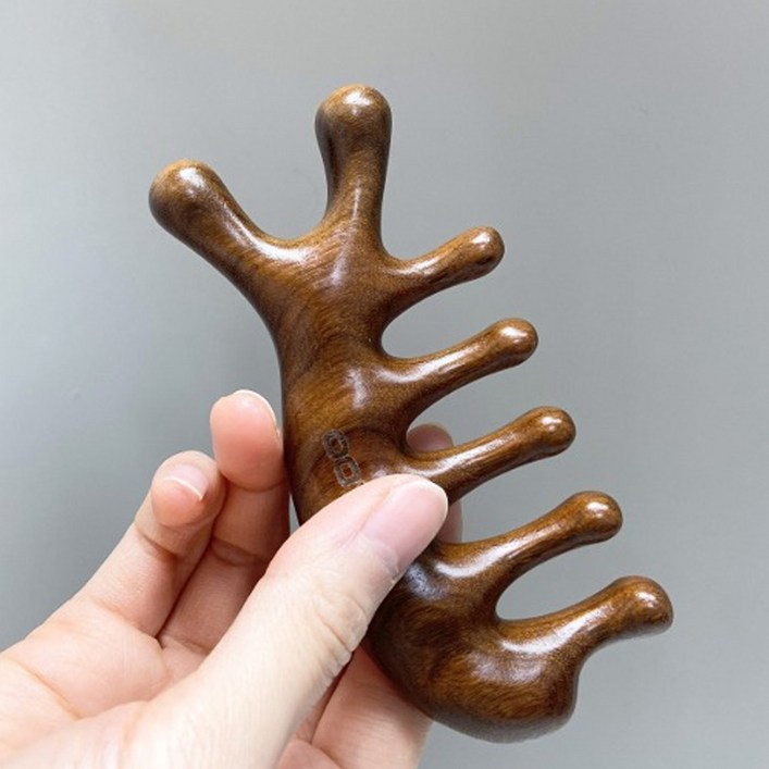 에끌라두 골든 샌달우드 괄사 마사지 툴 바디 페이스 경락, 2개 에끌라두 골든 샌달우드 괄사 마사지 툴 바디 페이스 경락, 2개