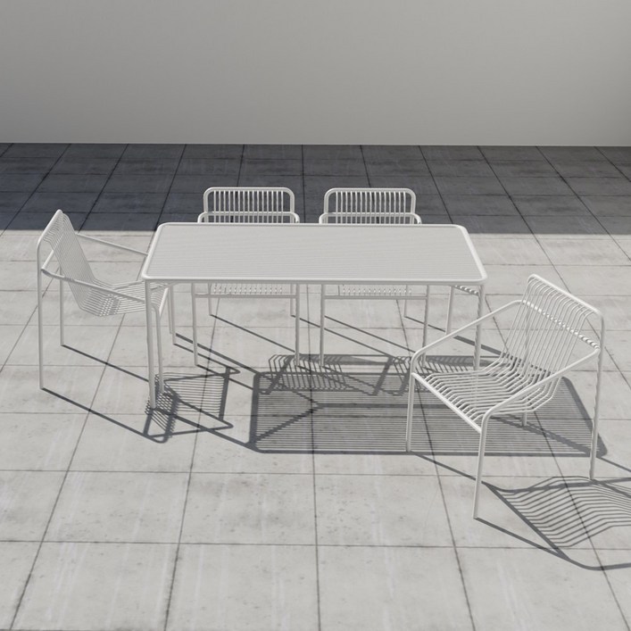 페르마 4인 철제 야외 테이블 의자 세트, 아이보리