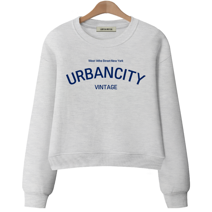 ANSANGSA 어반씨티 여성 semi크롭 루즈핏 맨투맨 수웻트 셔츠