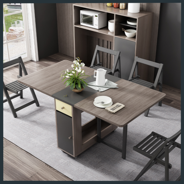 에어가구 이동식 확장형 식탁 접이식 아일랜드 식탁 세트 6인용 폴딩 주방 수납 확장