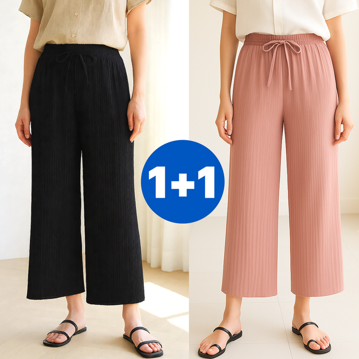 쿨잇 찰랑찰랑 플리츠 와이드팬츠 밴딩 쿨팬츠