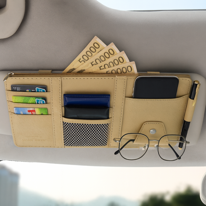 펀토피아 차량용 썬바이저 카드포켓 안경거치대 지폐수납