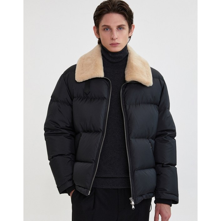 24SS 블랙 무스탕 구스다운 점퍼 JNJU4A802BK