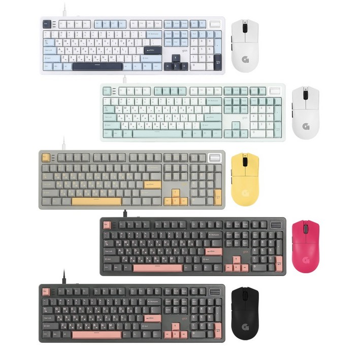 지클릭커 파도프로젝트 OPS899 8K 풀윤활 제주스위치 게이밍 키보드 마우스 세트, 일반형, 머큐리 핑크 RC1 (도각도각 45g), OPS899