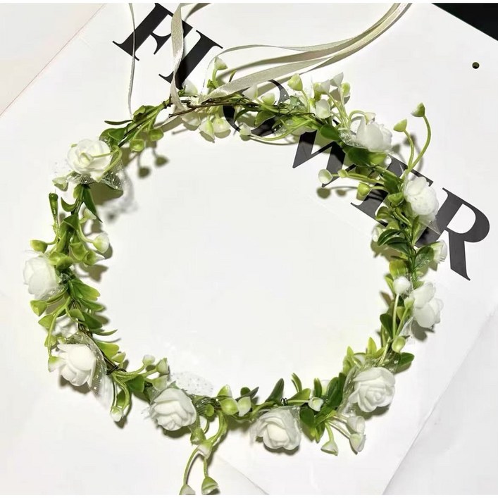 케이비지리테일 로즈메르 화관 브라이덜 샤워 웨딩 사진, 1세트, 화이트 3개