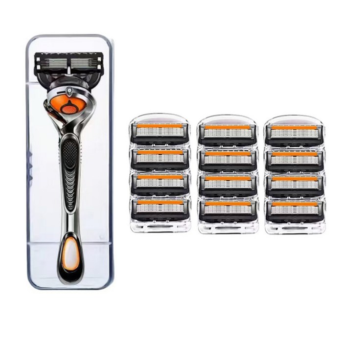 비브랜드 5중 면도날  면도기 질레트 호환용, 신형 퓨전 파워, 단일 색상, 12Ea