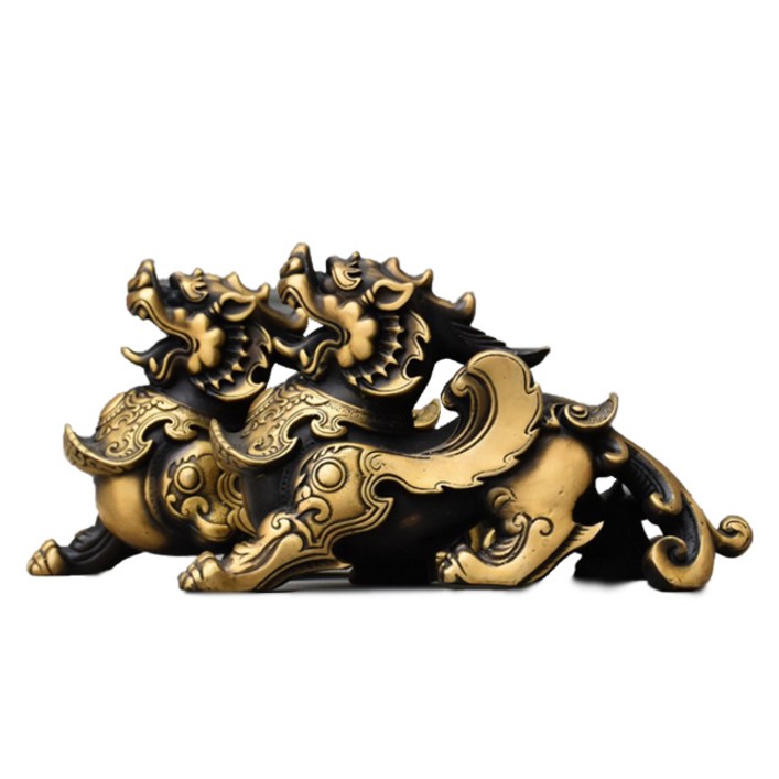 왕재 황동 비휴 피슈 장식품 재운을 부르는 풍수인테리어 소품 비휴 한쌍