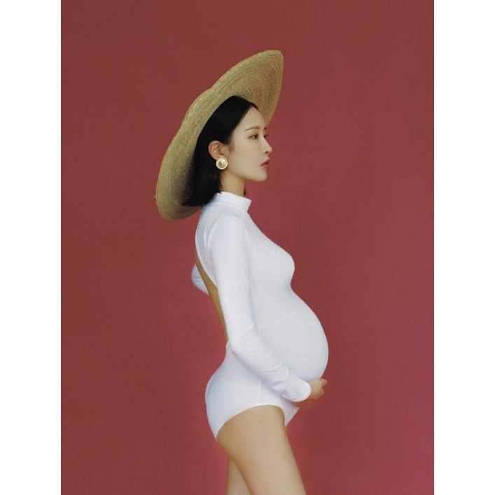 만삭사진옷 촬영 점프수트 블랙 V넥 골지 겨울 긴팔 셀프촬영 사진 주수 만삭 임산부