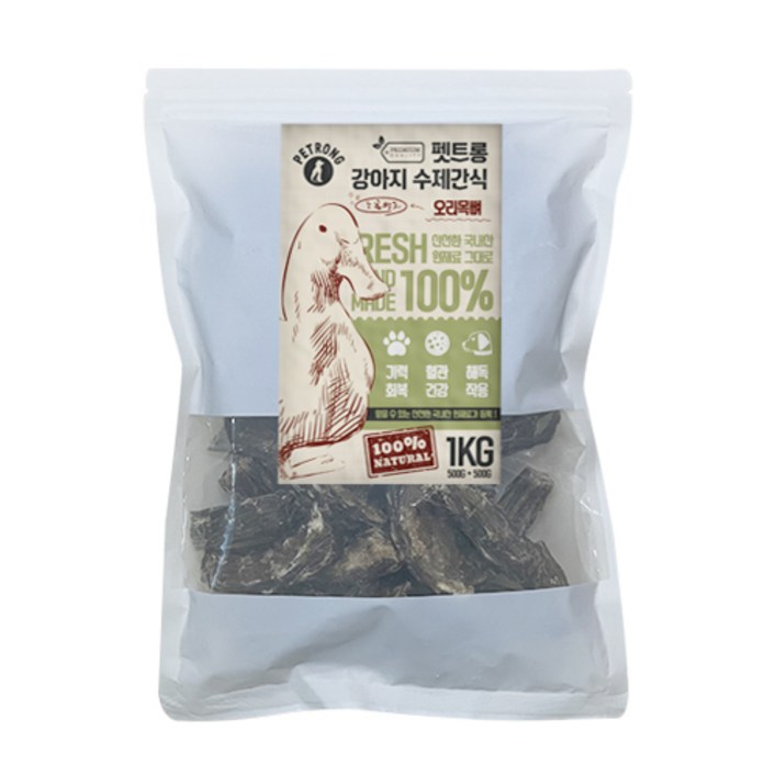 펫트롱 강아지 수제간식 대용량 실속형 1kg, 오리목뼈, 1000g - 쇼핑앤샵
