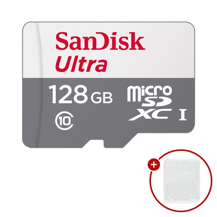 샌디스크 마이크로SD카드 울트라 SDSQUNR128GB  SD카드 케이스