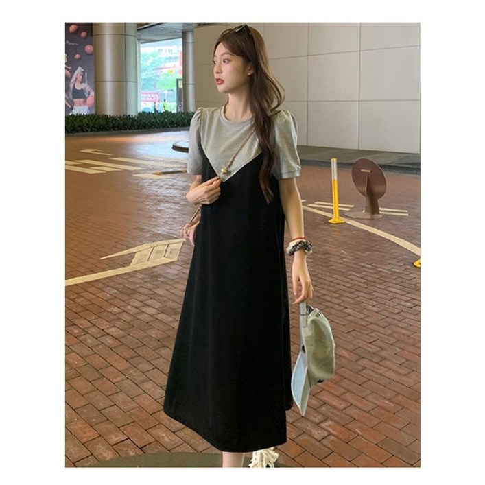 유니크유니스 뷔스티에 반팔 롱원피스