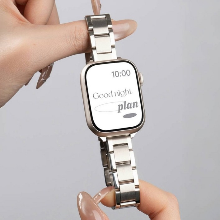 아이라 애플워치 호환 밴드 클래식 메탈 스트랩, 실버, 1개