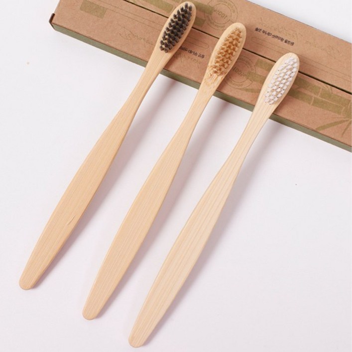 이븐스 자연으로 대나무 칫솔 제로웨이스트 공용, 1세트, 30개입, 대나무 흰둥이