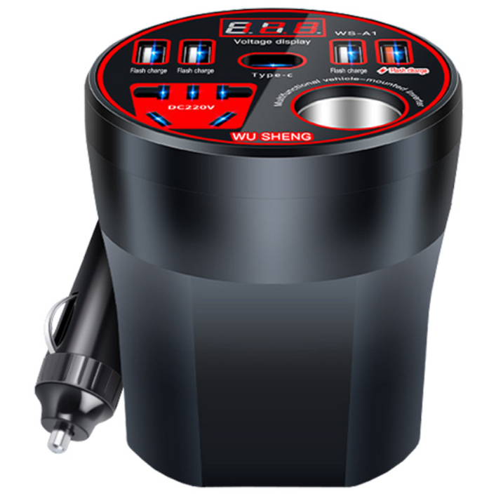 체리스팟 IN008 200W 차량용 인버터 시가잭 멀티 고속 충전 12V 24V 차량 멀티 충전기, 1개