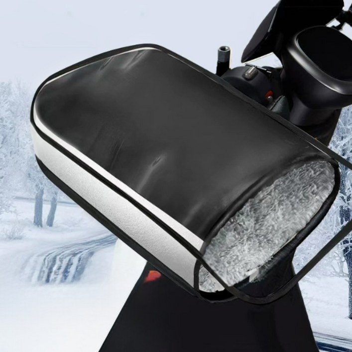 자전거 핸들 커버 방한 방수 기모 장갑 + PVC 투명 방수커버, 1개