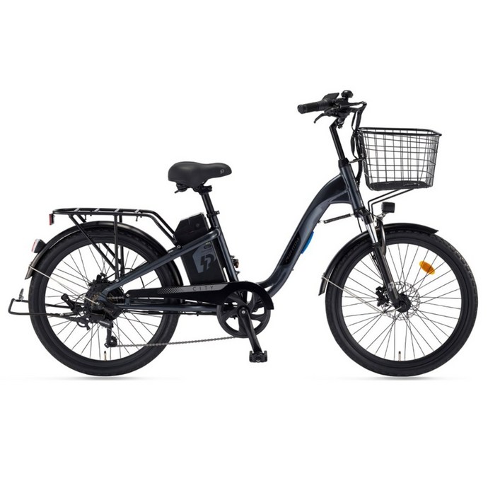 삼천리 2026 24 팬텀 시티 전기자전거 파스 스로틀겸용 시티형 바구니 자전거, 펄 차콜, 알루미늄