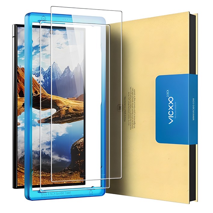 빅쏘 2.5CX 9H 고경도 갤럭시 지문인식 강화유리 휴대폰 액정보호필름 2매 + 부착가이드