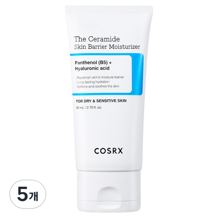 코스알엑스 더 세라마이드 스킨 베리어 모이스처라이저 크림, 80ml, 5개