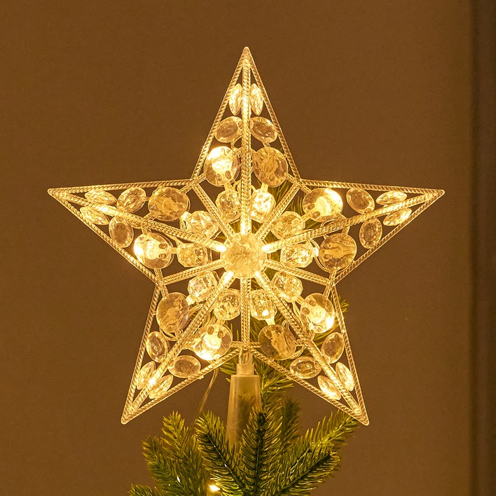 하우쎈스 크리스마스 트리 LED 오너먼트 크리스탈 탑별 건전지형