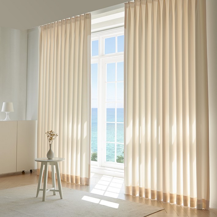 홈인홈 이지워시 높이조절 뉴린넨 사계절 암막 나비주름 커튼 2p 세트