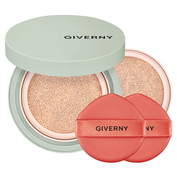 지베르니 밀착 커버 쿠션 파운데이션 본품 12g  리필 12g 세트, 21호 라이트 베이지, 1개