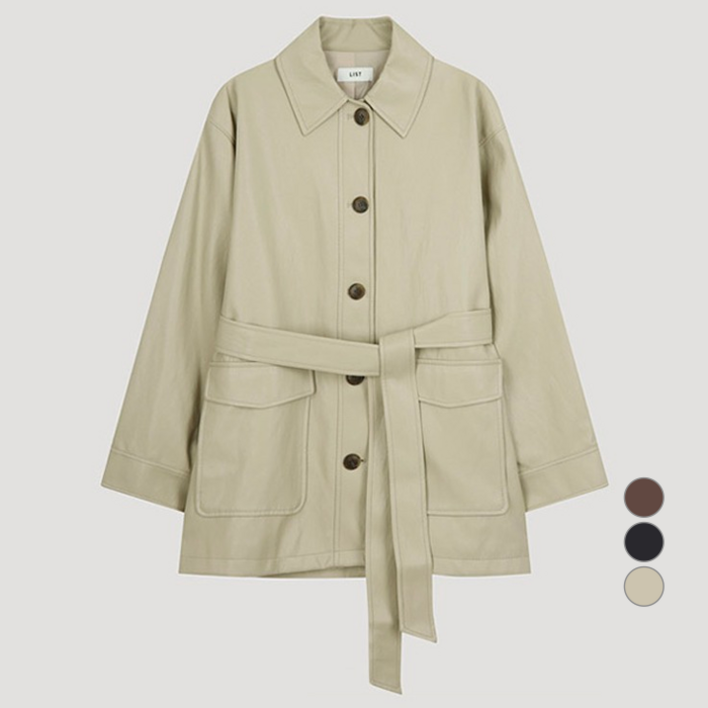 리스트 여성용 벨티드 레더 트렌치 맥코트 TWWBYO70010