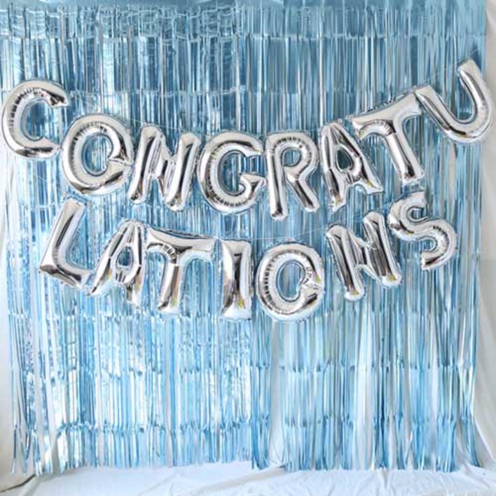 CONGRATULATIONS 은박풍선 커튼 세트