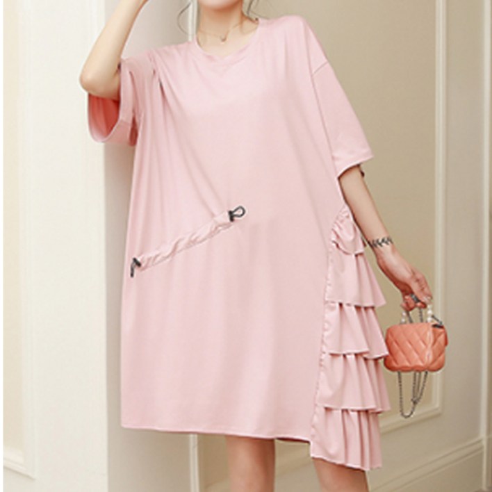 메이첼 언발란스 주름 캉캉 데일리 원피스 00046 빅사이즈 포함