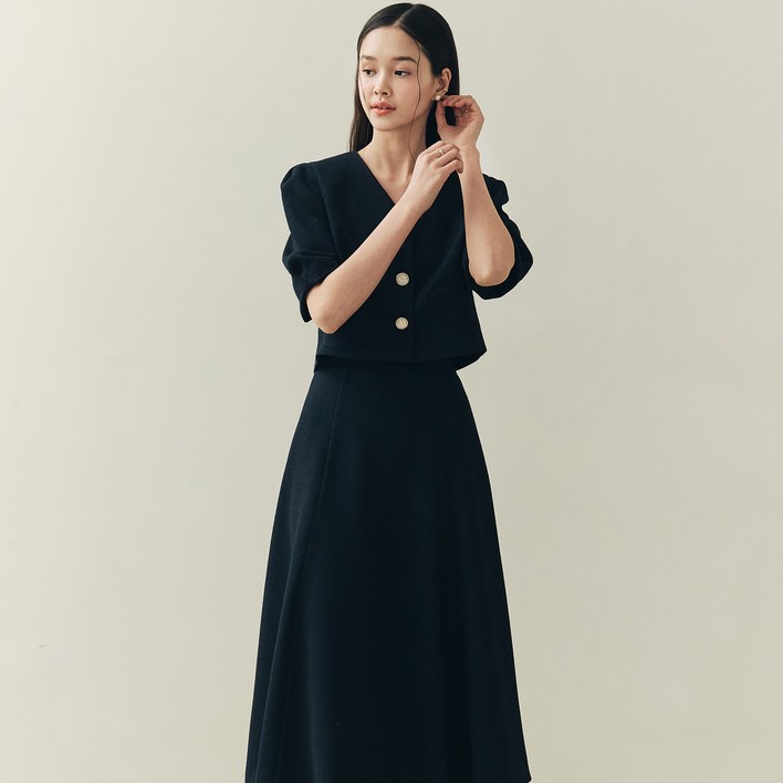 제로스트릿 썸머 퍼프 트위드 자켓  스커트 세트