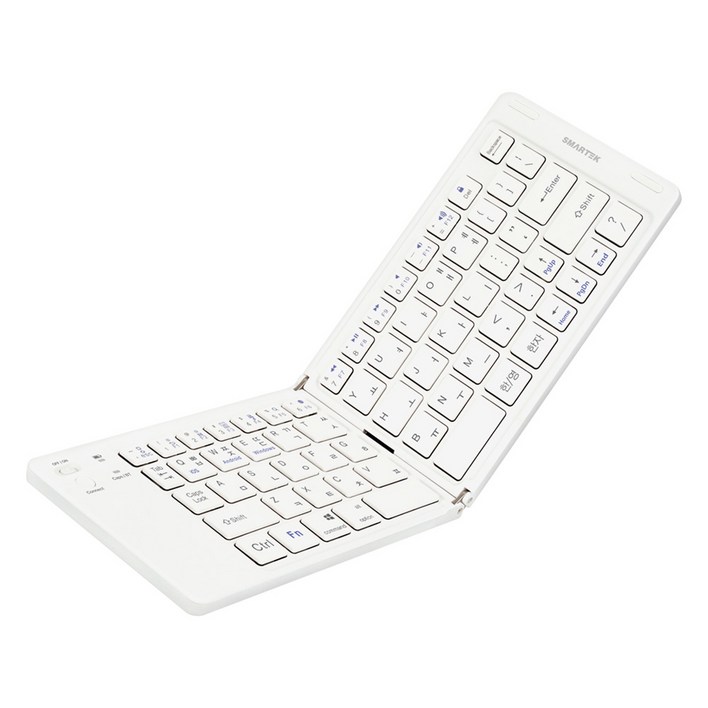 스마텍 휴대용 미니 무선 접이식 폴딩 블루투스 키보드, 화이트, STBKF2000, 제조사축