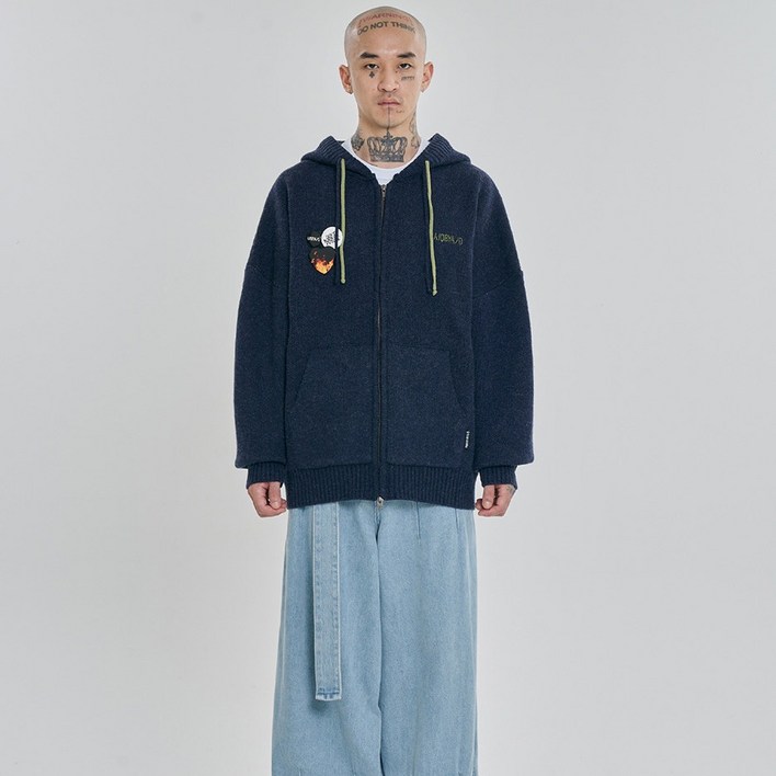 아조바이아조 DBOF Wool Knit Zip Up Hoodie PB234OT001