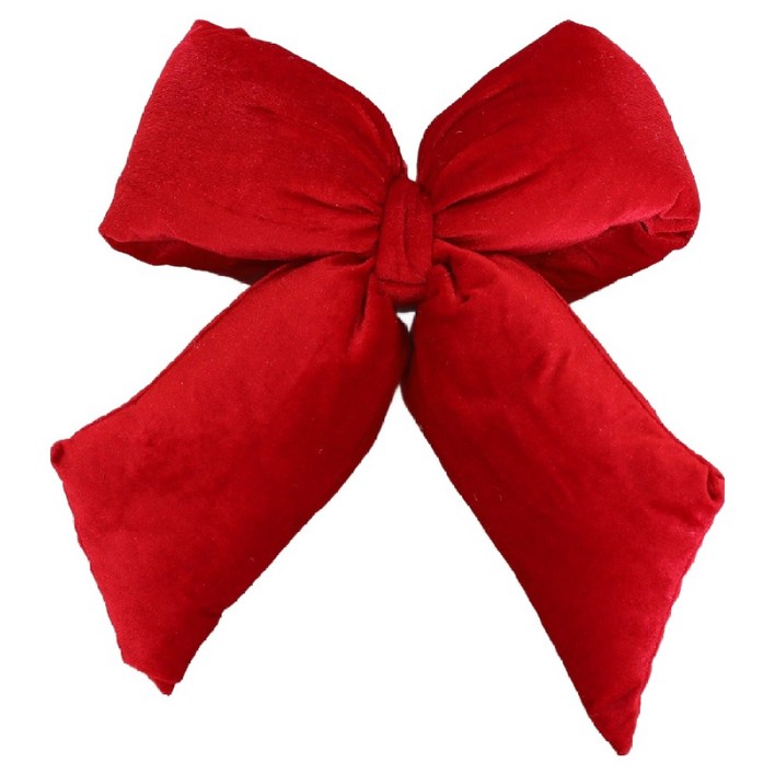 크리스마스 트리 장식 오너먼트 벨벳뽕 리본, 레드, 1개