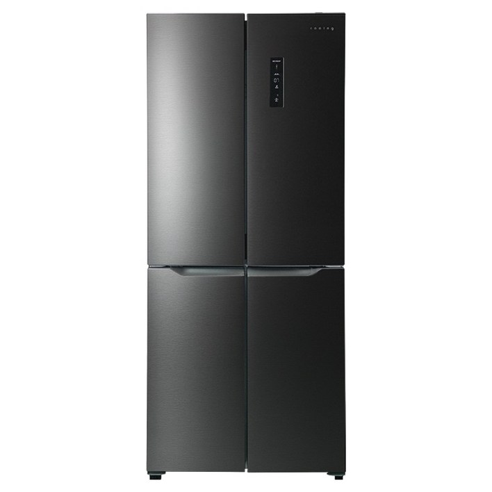 쿠잉전자 글램 글라스 대용량 418L 양문형 4도어 냉장고 방문설치, MD405D