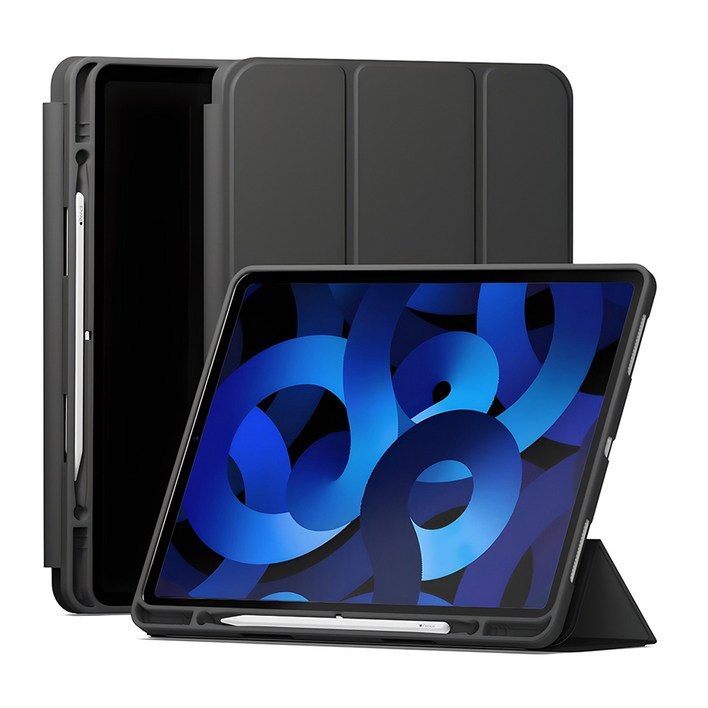 신지모루 스마트커버 펜슬 수납 태블릿 케이스, 블랙, 1개