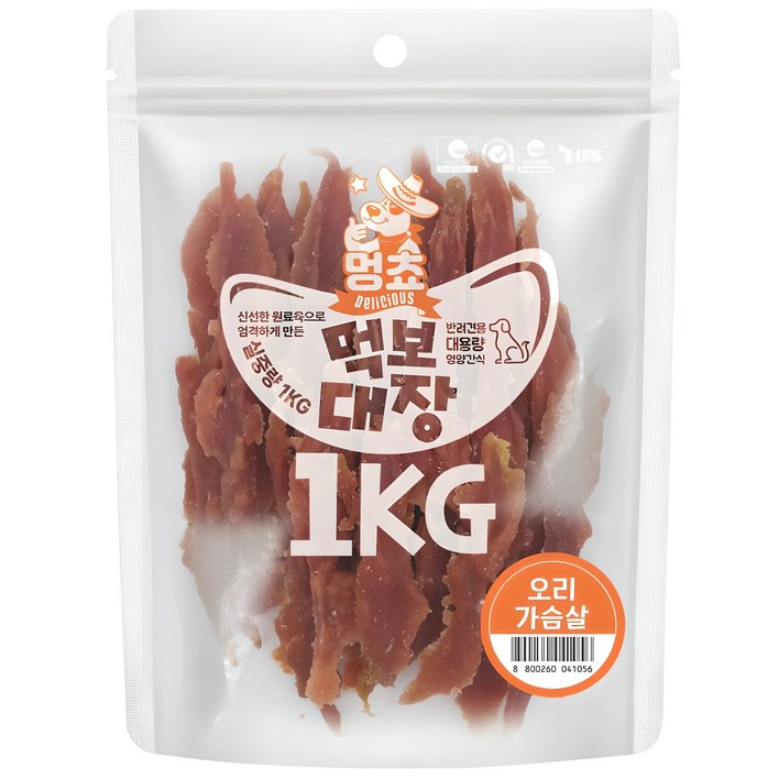 멍쵸 먹보대장 1kg 9종 강아지간식, 1개, 1kg, 먹보대장 오리가슴살