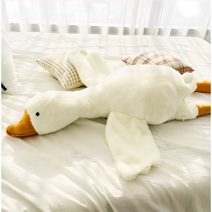 앙플러스 오리쿠션 대형 거위 바디필로우 베개 90cm, 화이트