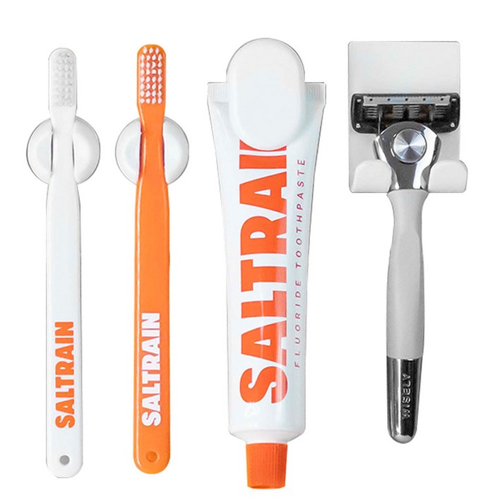 [싱글세트] 공중부양 칫솔걸이2개, 치약걸이 1개, 면도기걸이1개 욕실홀더, 단일 색상, 1세트