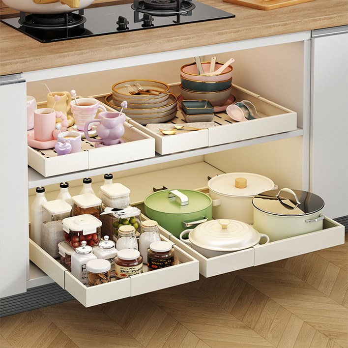 오틀리 딱맞게쓰는 가로세로 조절가능 주방 슬라이딩 선반, 1개