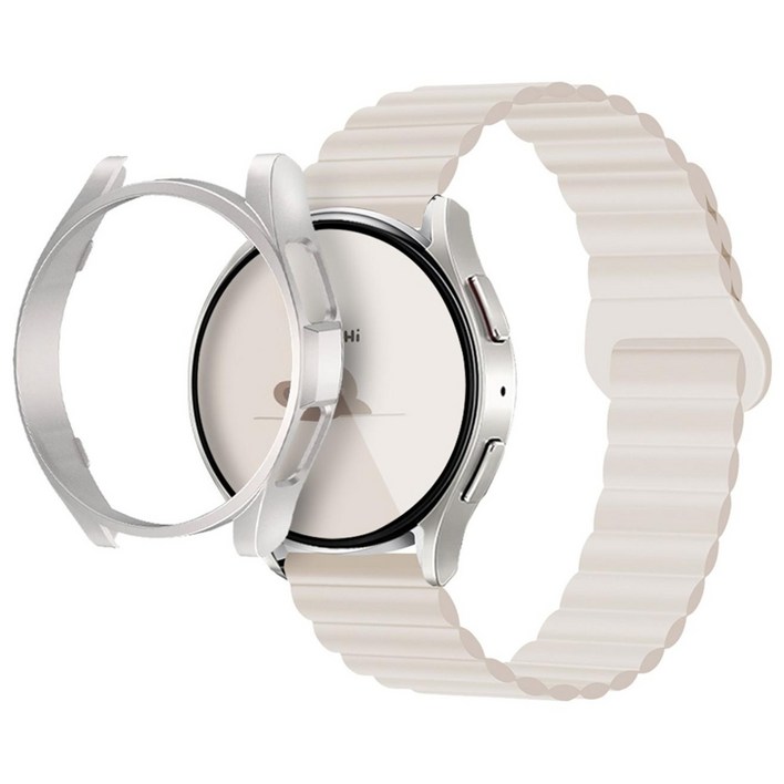 아이메이드잇 갤럭시워치 호환 실리콘 마그네틱 자석 스트랩  케이스 세트, 스타라이트