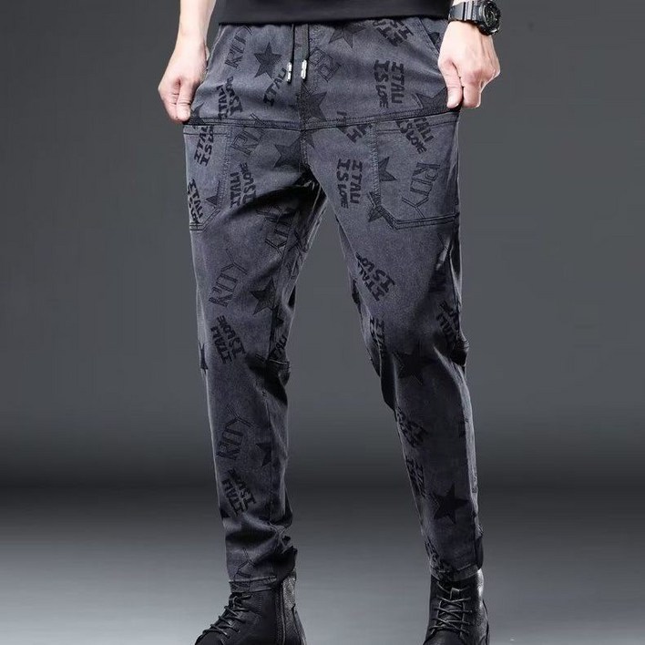 DFMEI 바람 가을과 겨울 청바지 남성 슬림 캐주얼 긴 바지