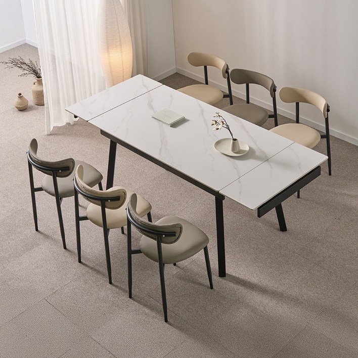 동서가구 캐빈 6인 확장형 포세린 세라믹 식탁세트 의자6 DF645680