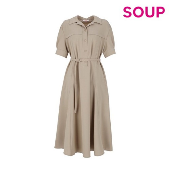 숲 SOUP 테일러드 칼라 반팔 원피스 SA5OP94